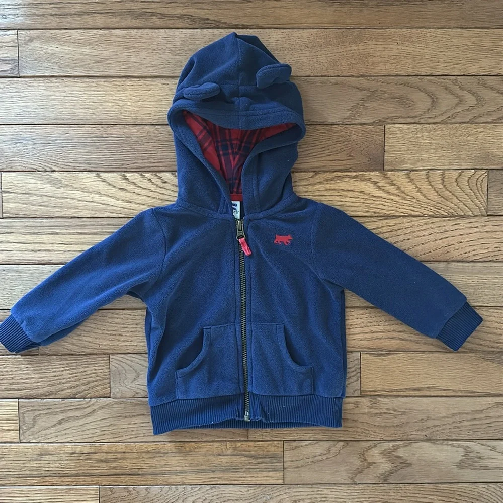 💙 CARTER’S jacket hoodie blue 9 months gender neutral boys girls hooded fleece